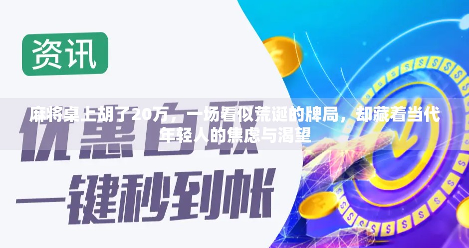 麻将桌上胡了20万，一场看似荒诞的牌局，却藏着当代年轻人的焦虑与渴望