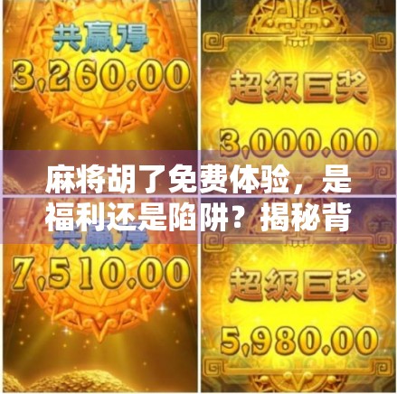 麻将胡了免费体验,是福利还是陷阱?揭秘背后的真实套路!