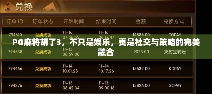 PG麻将胡了3,不只是娱乐,更是社交与策略的完美融合