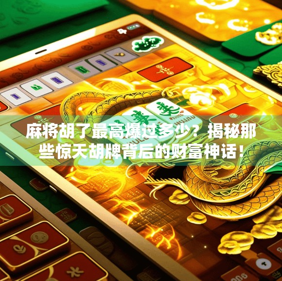麻将胡了最高爆过多少?揭秘那些惊天胡牌背后的财富神话! 麻将胡了最高爆过多少?揭秘那些惊天胡牌背后的财富神话!