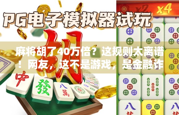 麻将胡了40万倍？这规则太离谱！网友，这不是游戏，是金融诈骗！