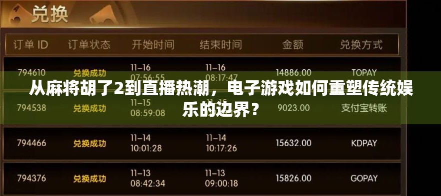 从麻将胡了2到直播热潮,电子游戏如何重塑传统娱乐的边界? 从麻将胡了2到直播热潮,电子游戏如何重塑传统娱乐的边界?